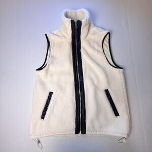 Abercrombie & Fitch Off White Faux Fur Full Zip Vest Women's Size L